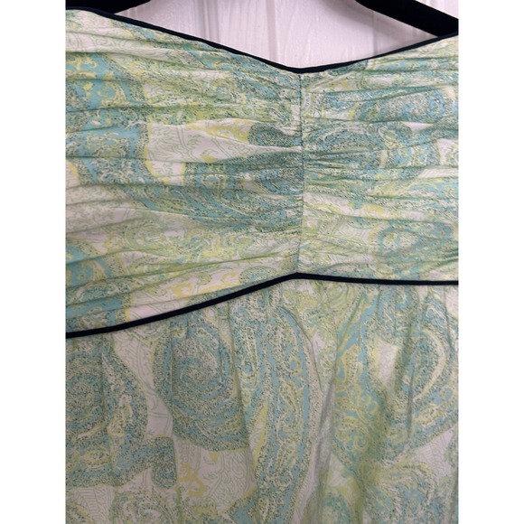 Sail to Sable STS Strapless Empire Silk Dress Green White Paisley Flowy Prom - Picture 4 of 14